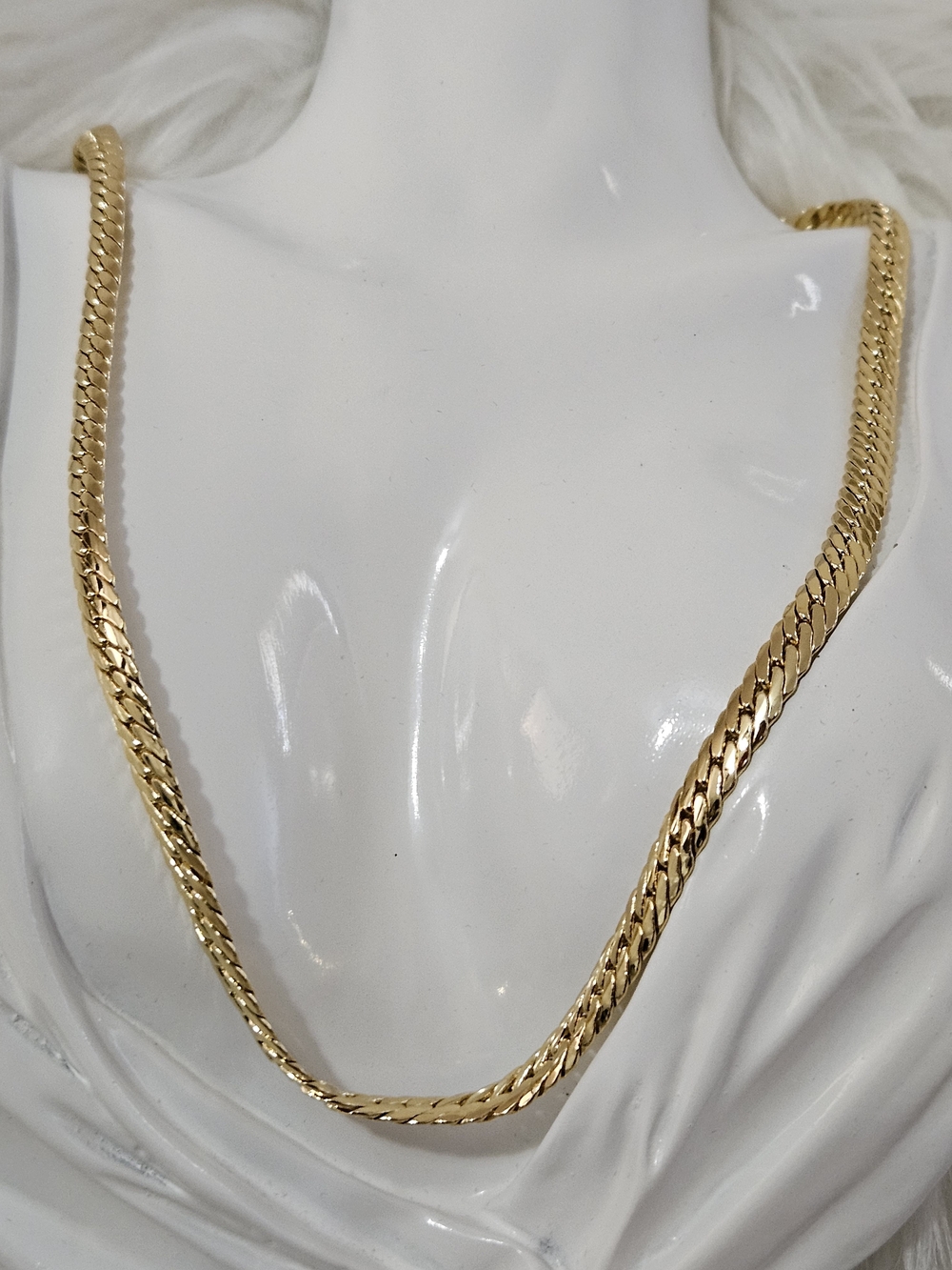 Gold Tone Men's Herringbone Chain Necklace - Unbranded